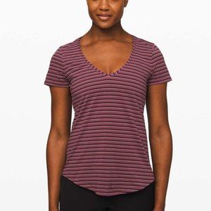 EUC Lululemon Love Tee V Step Stripe Plumful Arctic Plum